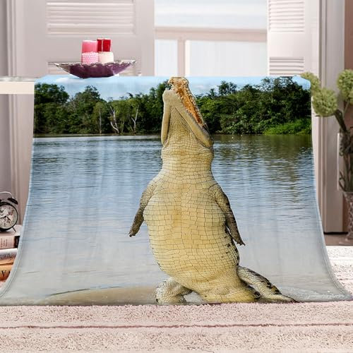 Krokodil Warme Decke Winter 130X150Cm Flanell Warm Und Bequem Kuscheldecke Couch