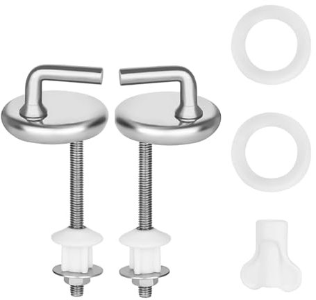2 Pcs Toilet Seat Hinges, Toilet Seat Fixings Easy and Fast Installation Replacement Hinge with Fittings and Repair Parts Compatible with Most Standard Toilets