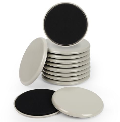 Furniture Sliders, 12pcs 3.5 Inch Heavy Furniture Mover Chair Sofa Sliding Pads(Not Self Adhesive) Gliders for Carpet and Hard Wood Floors(Beige)