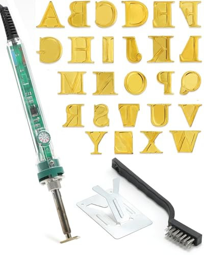 Wood Burning Alphabet Letter Kit, Branding Irons Personalized for Wood Leather Branding Set Compatible with Walnut Hollow Iron Wood Burning Stamp with 26 Iron 5/8” Tall (Clear1)