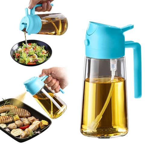 TrendPlain Pulverizador Aceite Spray 470ml - 2 en 1 Spray Aceite Cocina, Dispensadora para Freidora de Aire, Ensaladas, Vinagre y Accesorios Cocina - Azul Cielo