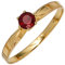 Ring Damenring mit Granat rot dunkerot & 585 Gold Gelbgold schlicht, Ringgröße:Innenumfang 60mm ~ Ø19.1mm