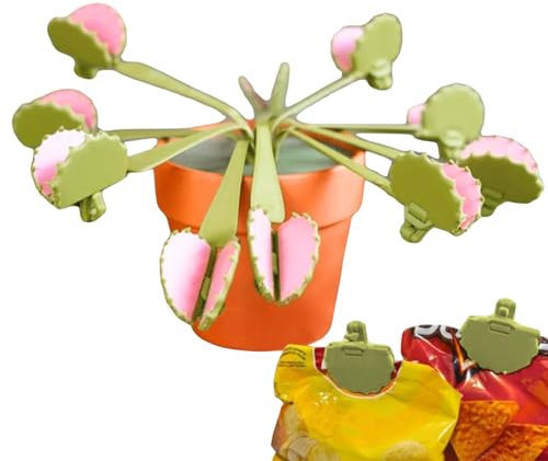 Clip per snack per borse, sigillanti per chip stampati in 3D, design di piante in vaso, gadget da cucina ermetico, strumento divertente per sigillare alimenti per casa, dispensa, organizzazione della
