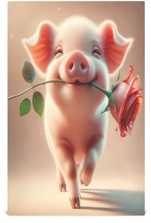 RPLIFE Geschirrtuch mit süßem Schwein, rote Rose, 71,1 x 45,7 cm, Strand-Geschirrtücher