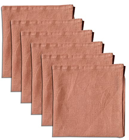 Linendo Leinenservietten, 100% reines Leinen, Rosa, 38 x 38 cm, 6 Stück, europäischer Flachs, Servietten aus Leinen, Waschbar Wiederverwendbar Stoffservietten
