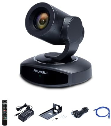 FEELWORLD 4K PTZ Camera AI Auto-Tracking, 10X Optical Zoom USB3.0 LAN HDMI Live Streaming Camera for Church Video Conference Broadcast Works