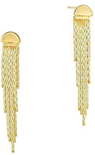 HANLI Ohrstecker Gold Ohrringe Damen 14K Gold Vergoldet Lange Hängeohrringe Hypoallergen Minimalistisch Quaste Ohrringer Schmuck Geschenke