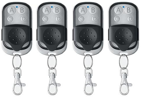 433MHz Copy Remote Opener(4pcs), Universal Automatic Gate Remote Control, Cloning Key Fob, Wireless Systems, Fixed & Learning Code Compatibility