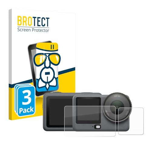 BROTECT Schutzglas für DJI Osmo Action 6 | 3 Stück Transparenter Displayschutz Made in Germany Schutzfolie Panzer Folie Glas 9H Anti-Fingerprint Einfache Montage Clear