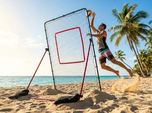 178 x 101 cm verstellbares Volleyball-Rebounder-Netz, großes Trainingsnetz zum Anstoßen, Spiking & Setting – Stabil, Multi-Winkel-Übungsausrüstung, einfacher Aufbau & faltbar