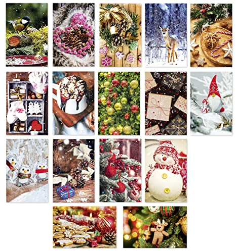 HRB Weihnachtskarten, 100 Stück mit Umschlag (Serie 5), Grußkarten für Weihnachten, Postkartenformat von 11,5 x 17,5 cm, jede Karte ist einzeln eingeschweißt