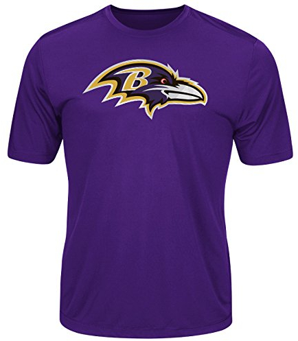 Majestic NFL Football T-Shirt Baltimore Ravens Logo Tech Cool Base (L)