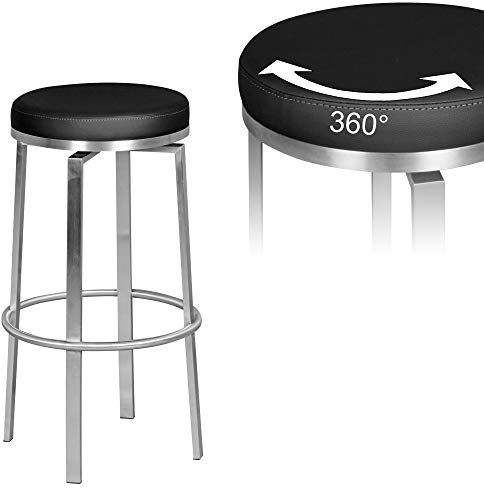 FineBuy Barhocker 42x76x42 cm Edelstahl Barstuhl 360° Drehbar, Thekenhocker Barsitz Gepolstert, Design Tresenstuhl Modern, Bistrohocker Hoch, Hoher Hocker für Bar