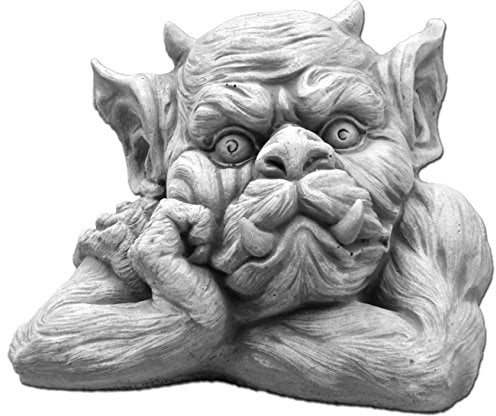 gartendekoparadies.de Gargoyle Büste rechts, Steinfigur, H. 18 cm, 7 kg, Grau, frostsicher aus Steinguss für Außenbereich