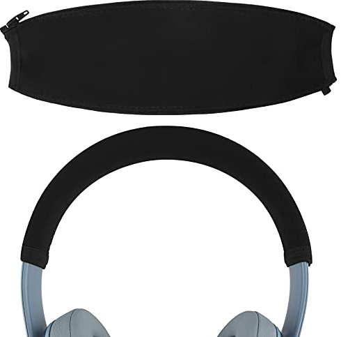 Geekria Headband Cover for Beats Solo 3/4/2, Zippered Neoprene, Black | Tool-Free DIY Installation, Fits 1MORE SonoFlow Pro HQ51, Washable Sweat-Resistant