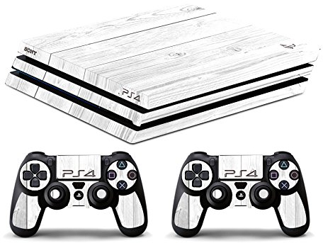 Skin Kompatibel für Ps4 PRO - Holz Weiss - Limited Edition Decal Cover Schutzhüllen Faceplates Bundle - Vinyl POLIERTEN