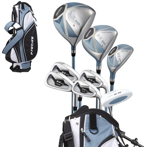 Precise NX460 Ladies Womens Complete Golf Clubs Set Includes Driver, Fairway, Hybrid, 4 Irons, Putter, Bag, 3 H/C's - 2 Sizes - Regular and Petite Size! (Right Hand 5'3 - 5'9)