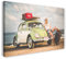 Printed Paintings Leinwand (120x80cm): VW Käfer mit Frau am Strand