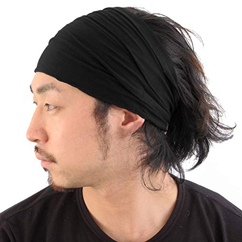 CHARM Stirnband Herren Bandana Damen - Kopftuch Herren Hair Band Men Headband Damen Piraten Haarband Männer Sport Schwarz M