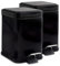 Harbour Housewares 3L Bathroom Bins - Black - Pack of 2 - Square Stainless Steel Pedal Bin Slim Kitchen Rubbish Trash Can Garbage Dustbin with Lid and Inner Liner Bucket