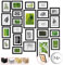 bomoe 24er Bilderrahmen Set Nature – 10x 10x15 cm, 8x 13x18 cm, 4x 15x20 cm, 2x 20x30 cm Fotorahmen Collage Bilderrahmen mit Passepartout - Bilder Rahmen aus Holz & Kunststoff Fotowand Schwarz