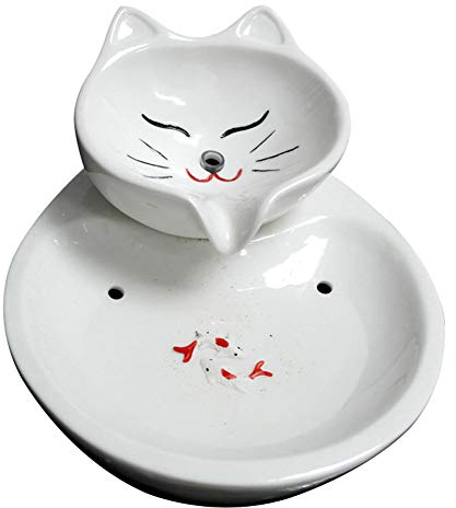 Futternapf Katze Napf Hundenapf - Keramik Haustier - Anti Erbrechen Fressnapf Katze Hoch mit Neigung Design - Katzenfutternapf - Katzennäpfe - Katzenschüssel (Wasserspender für Haustiere)