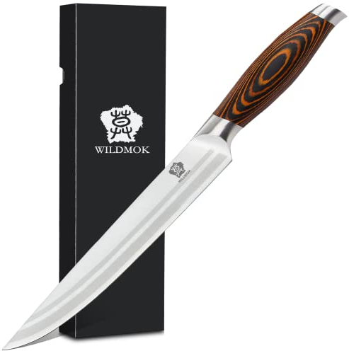 WILDMOK Cuchillo Trinchador de 21 cm Cuchillo de Filetear Cuchillo para Carne de Acero Alemán de con Mango de Pakkawood