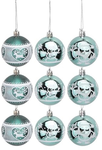VALICLUD 9 Stücke Christbaumschmuck Baumbehang Glänzende Weihnachtskugeln Weihnachtsbaum zum Verschenken Dekorieren Tannenbaum hängen Ornamente Geschenk 5 cm Mintgrün