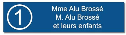Plaque gravée pour nom et numéro boîte aux lettres autocollante 10x2,5cm personnalisée 1 à 3 lignes Bleu Foncé