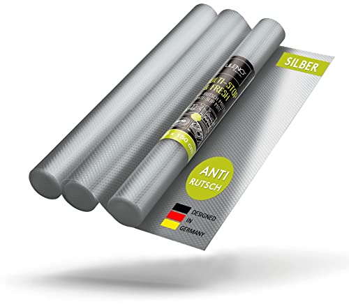 LILENO HOME Lot de 3 tapis de tiroir - 50 x 150 cm (argent) - Antidérapant - Pour réfrigérateur - Tiroir - Peut être découpé comme tapis antidérapant de cuisine