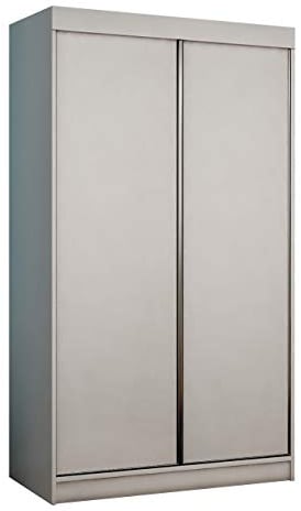 Mirjan24 Kleiderschrank Toplo 100 III, Dielenschrank, Garderobenschrank, Schlafzimmerschrank, 100 x 200 x 62 cm, Schwebetürenschrank (Weiß, mit Blauer LED Beleuchtung.)