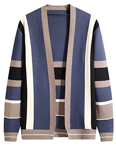 Herren Herbst Mode Freizeit Solide Dünne Jacke Bluse Mantel Baseball Top Cardigan Convertible Cardigan Herren, Marineblau, Large