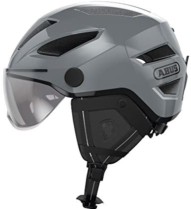 ABUS Casque de ville Pedelec 2.0 ACE - casque de vélo avec feu arrière, visière, bonnet de pluie, protection des oreilles - pour hommes et femmes