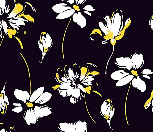HEKO PANELS Stoff Oxford Wasserdichte Meterware CanvasPolyester Stoff Zum Nähen Nähstoffe Möbelstoffe Dekostoffe Handwerken Wasserabweisend Blickdicht Blumen Schwarz 100 x 155 cm