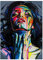 GEMMII Francoise Nielly Buntes Frauengesicht Ölgemälde Druck auf Leinwand XXL Poster und Drucke Wandkunst Bilder Für Wohnzimmer 70x100cm Rahmenlos
