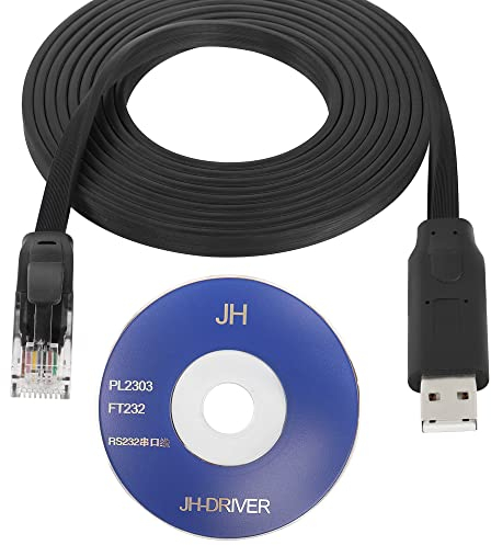QIANRENON USB Console Cavo USB a RJ45 Dispositivo di Rete Console Debug Cavo, Chip FT232, Livello TTL 0V-5V, incluso Driver CD, Per Switch Router Firewall e Server, 3 m (9,8 ft)