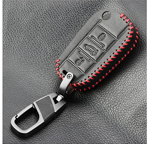 Housse de clé de Voiture en Cuir 3 Boutons Coque de télécommande Automatique Porte-clés adapté pour Peugeot 308 407 508 2008 3008 208 Partenaire Expert Rifter