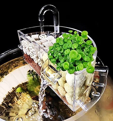 ERLUN 3 in 1 Aquarium Aquarium Außenfilter Box, Hang On Filter Wasserfall Erhöhung Sauerstoff Wasserreiniger Aquarium Zubehör für Wassertiere Aquarium Zubehör Transparent (l)