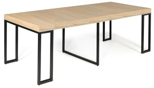 FACILITYS Facility's - Ausziehbarer Konsolentisch Holz und Metall - Multifunktionaler Tisch für 2 bis 10 Personen - Modernes und Robustes Design - Ideal für Esszimmer, Wohnzimmer oder Büro
