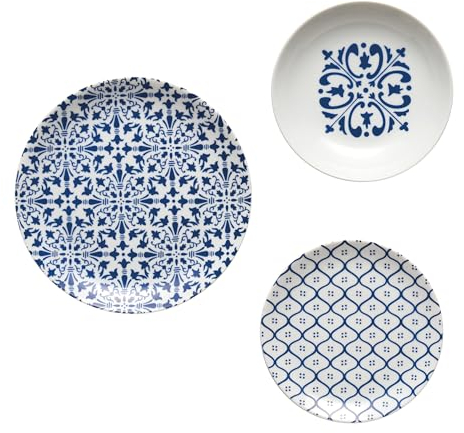 Guzzini - LE MAIOLICHE Set 6 Posti Tavola, Piatti Piani, Piatti Fondi, Piatti Frutta/Dessert - Blu Mediterraneo - 10290976
