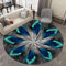 Highdi Tapis Rond Salon Rétro Chinois Tapis de Sol Décoration Antidérapant pour Salon Chambre Cuisine Balcon Terrasse Salle à Manger Intérieur & Extérieur (140cm,Plumes Bleues)