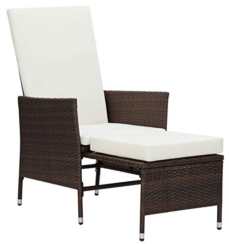 XIAOGUANG Garten-Liegestuhl mit Auflagen, Gartensessel, Campingstuhl, Terassenstühle, Gartenmöbel, Balkon Stühle, Balkonstuhl, Hochlehner, Stühle Für Draußen, Poly Rattan Braun