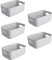 Pack of 5 Storage Baskets with Handle – Rectangular Home & Kitchen Organiser Strong Plastic Cupboard Storage Boxes 3 sizes (Medium (24.5 x17 x 10 cm), 5 Pcs Grey)