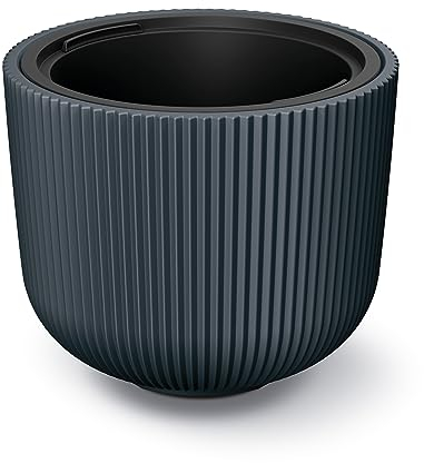 Tymar Vaso da fiori con inserto, fioriera in plastica, vaso grande (DBML, antracite, diametro 47 cm)