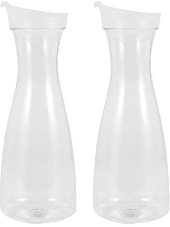 Kopinma Set di 2 caraffe in plastica per acqua, con coperchi a flip, riciclabili, infrangibili, per alimenti, perfette per succhi e altro ancora