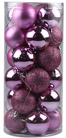 Weihnachtskugel Ornamente Kugeln Baumkugeln Weihnachtsdekoration zum Aufhängen, 24 Stück, Dekorationen, Kugeln, Weihnachtsfeier, Ornament, Christbaumkugeln Bruchsicher Weihnachtsbaum (Pink, One Size)