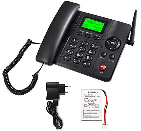 HJXGQJM Quadband GSM Classic Desk TelePhone, Desktop Style Phone With SIM Card Slot, Fixed Telephone For Home Office Hotel, SMS And Radio Functions, GSM Home Telephone In Black Desktop Telephone