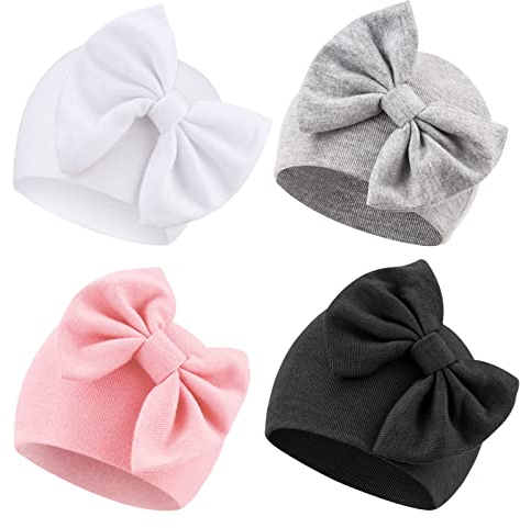 DRESHOW Neugeborene Babymützen Krankenhausmütze Beanie Säuglingsschleifenmützen für 0-6 Monate