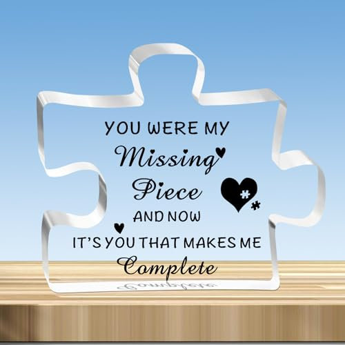 JMIMO Anniversary Puzzle-Shaped Plaque Gifts for Her Him Girlfriend Boyfriend Valentines Day Birthday Gifts for Wife Husband Couple Funny Romantic Idea