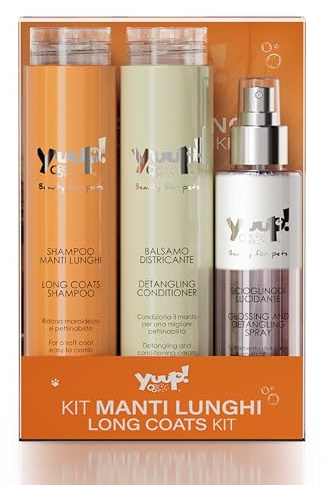 YUUP! - Pflege-Set für langes Fell | Shampoo Langhaar, Entwirr-Balsam & Entwirr-Spray glänzend – Hunde mit langem oder dichtem Fell. Auch für Katzen geeignet